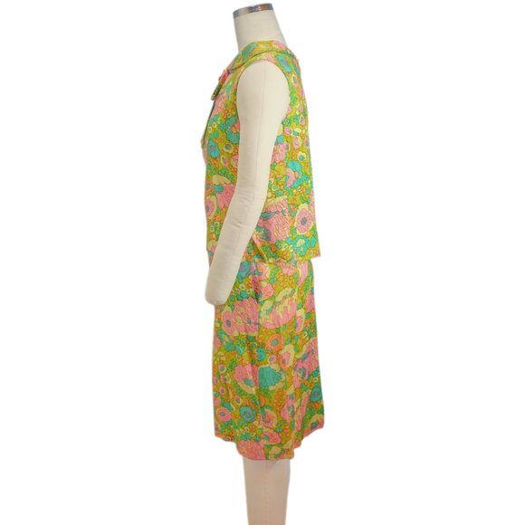 Vintage 1960's Floral Print Two Piece Dress - Designer Unknown - Picture 3 of 13